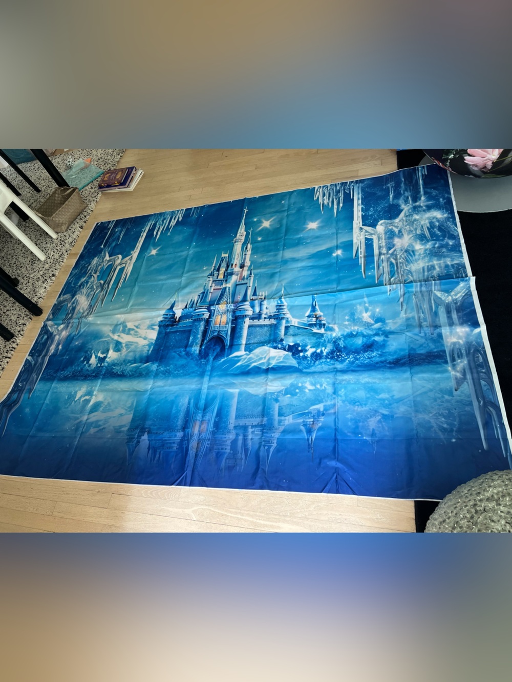 Blue Frozen Castle Party Backdrop - Ice Palace Scene